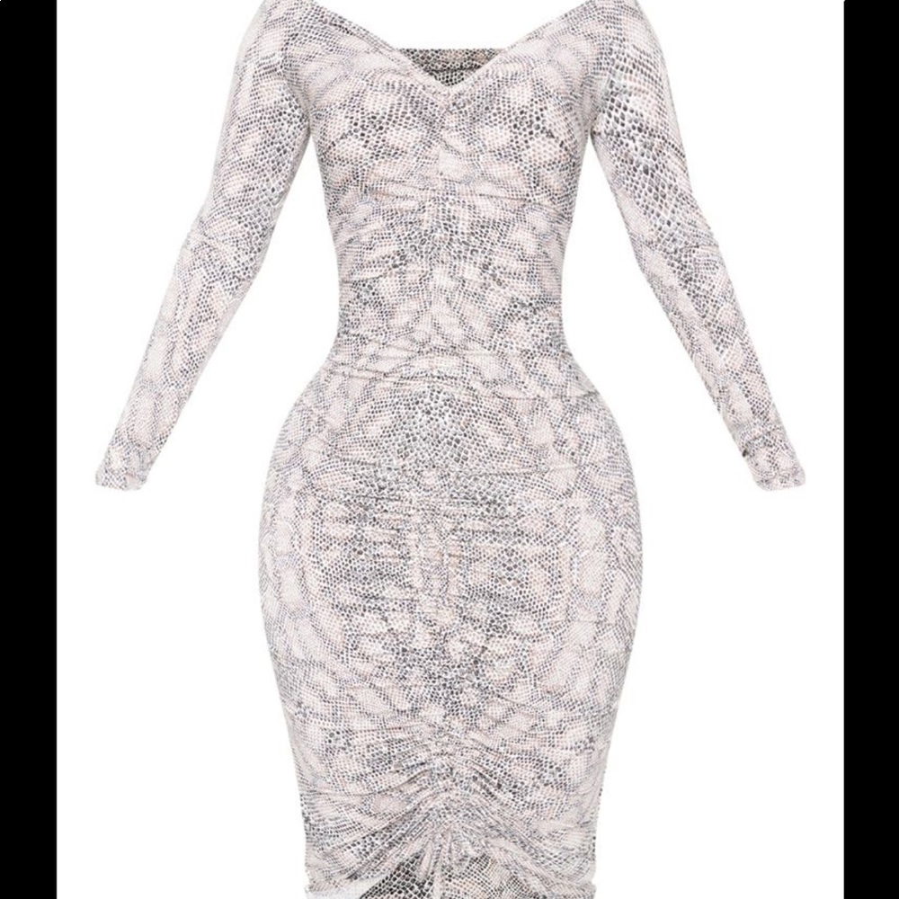 PrettyLittleThing Snake Print Slinky Midi Dress